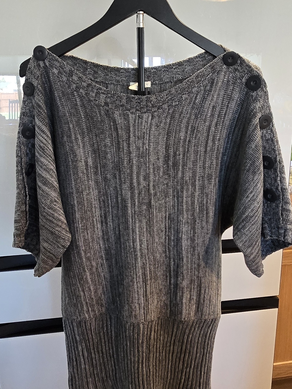 Maurices Button Sleeve Knit Sweater in Gray Large